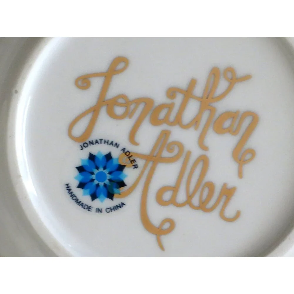 NIB Jonathan Adler HOLLYWOOD 4 Porcelain Gold Coasters RARE